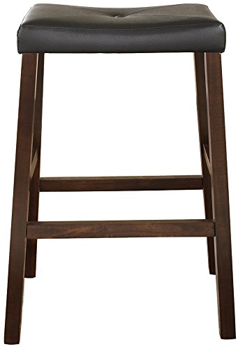 STOOL_SEATING | Upholstered Saddle Seat Stool | Durable Hardwood Construction | Faux Leather PVC Upholstery | 29 Seat Height | Ideal for 42 Bar or Pub Table | Set of 2 | casafoyer.myshopify.com