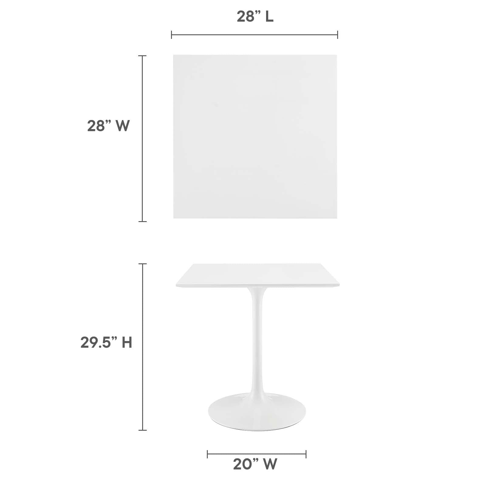 patio dining tables | CasaFoyer Lippa 28 Square Dining Table | Timeless Design | Chip-Resistant Finish | Metal Tapered Base | White Top | casafoyer.myshopify.com