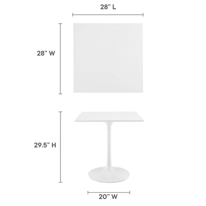 patio dining tables | CasaFoyer Lippa 28 Square Dining Table | Timeless Design | Chip-Resistant Finish | Metal Tapered Base | White Top | casafoyer.myshopify.com