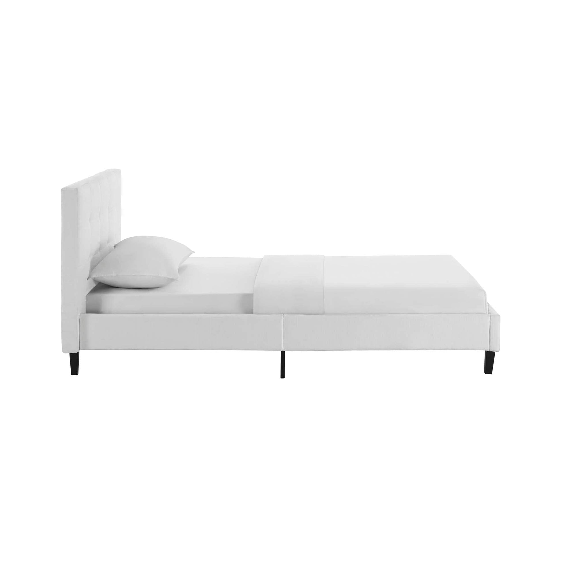 Bed | CasaFoyer Linnea Platform Bed | Elegant Upholstered Tufted Headboard | Solid Wood Legs | No Box Spring Needed | Supports Memory Foam, Spring, Latex, Hybrid Mattresses | Chic-Luxe Look | 1300 lbs Weight Capacity | Full Bed Frame Included (White) | casafoyer.myshopify.com