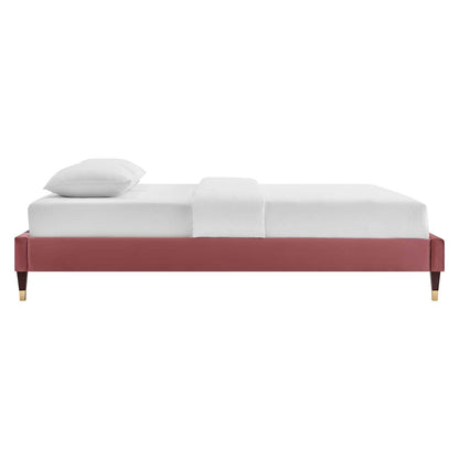 bed frames | CasaFoyer Harlow Performance Velvet Queen Bed Frame | Opulent Art Deco Style | Gold Metal Legs | Stain-Resistant | Accommodates Various Mattress Types | Durable & Stable | Assembly Required (Mattress not included) | casafoyer.myshopify.com