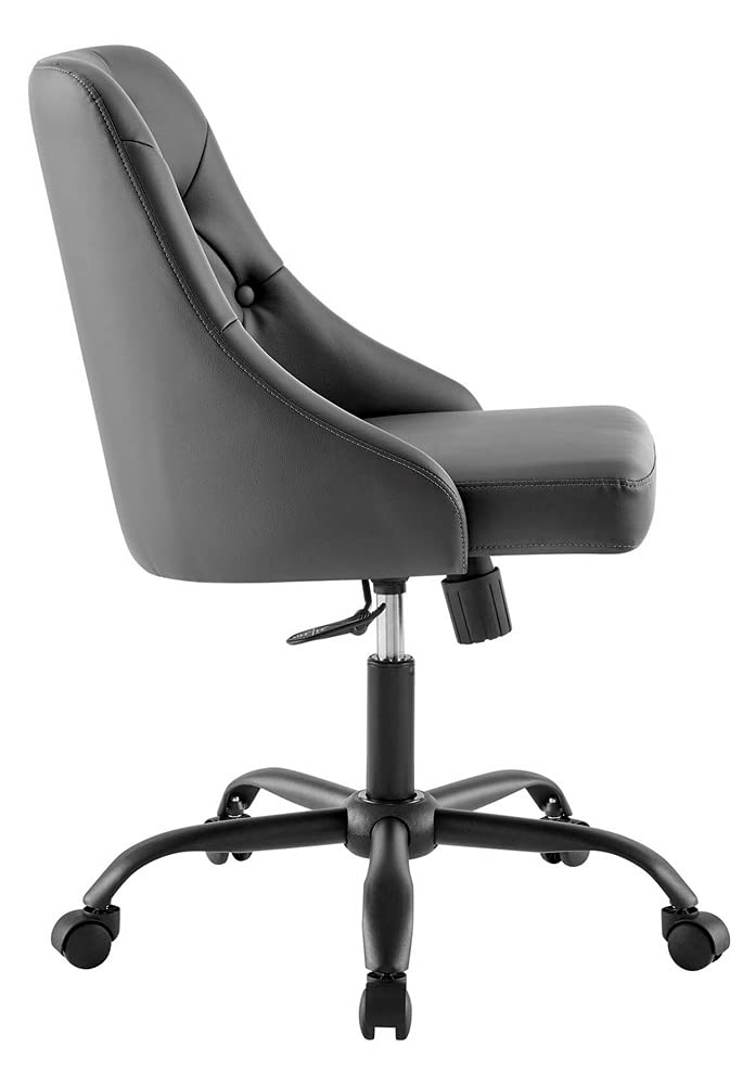 home office desk chairs | CasaFoyer Distinct Tufted Vegan Leather Office Chair | Contemporary Style | Timeless Elegance | Comfortable & Supportive | 360-degree Swivel | Tilt Control | Height Adjustable | Black Gray | casafoyer.myshopify.com