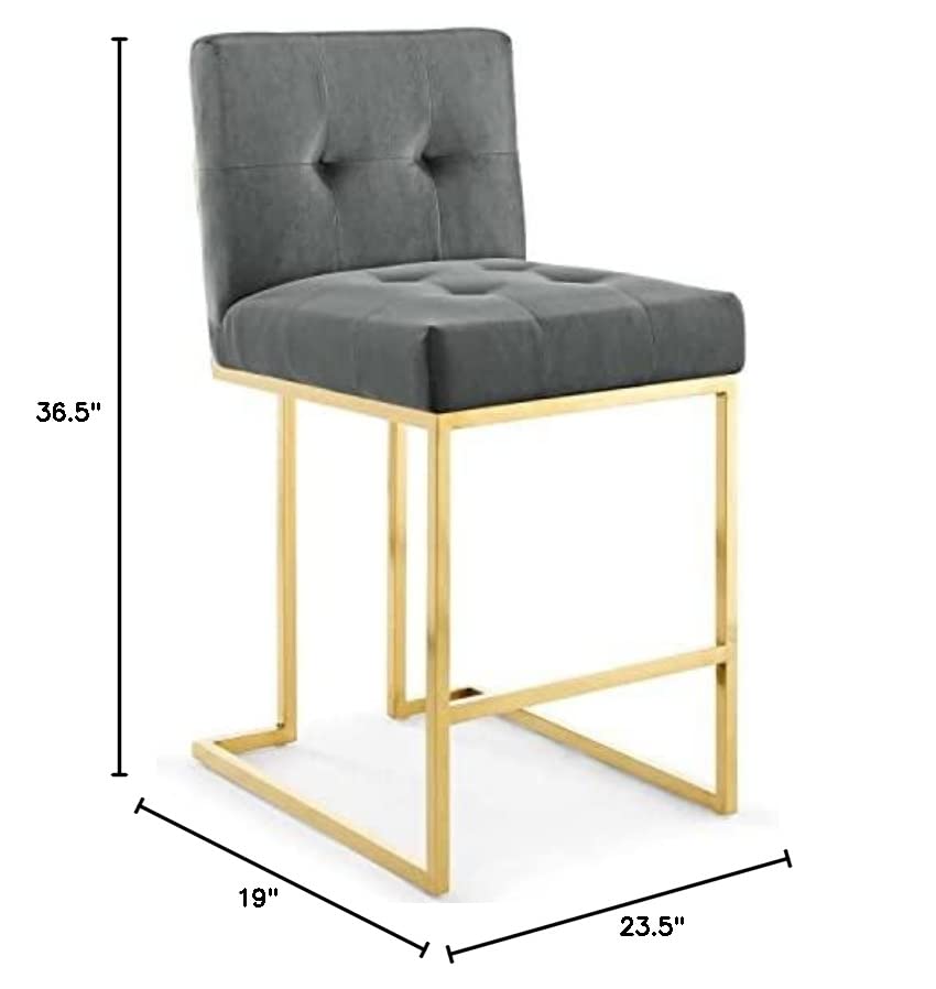 barstools | CasaFoyer Privy Gold Stainless Steel Velvet Counter Stool | Sleek & Modern Design | Stain-Resistant Upholstery | Geometric Base | Comfortable Footrest | 331 lbs Capacity | No Assembly Required | casafoyer.myshopify.com