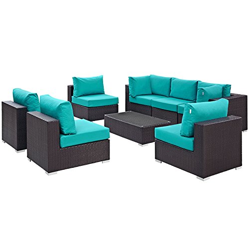 kitchen and dining room sets | CasaFoyer Convene Outdoor Sectional Set | Durable Rattan Weave | Weather-Resistant Cushions | 8-Piece Patio Furniture | casafoyer.myshopify.com