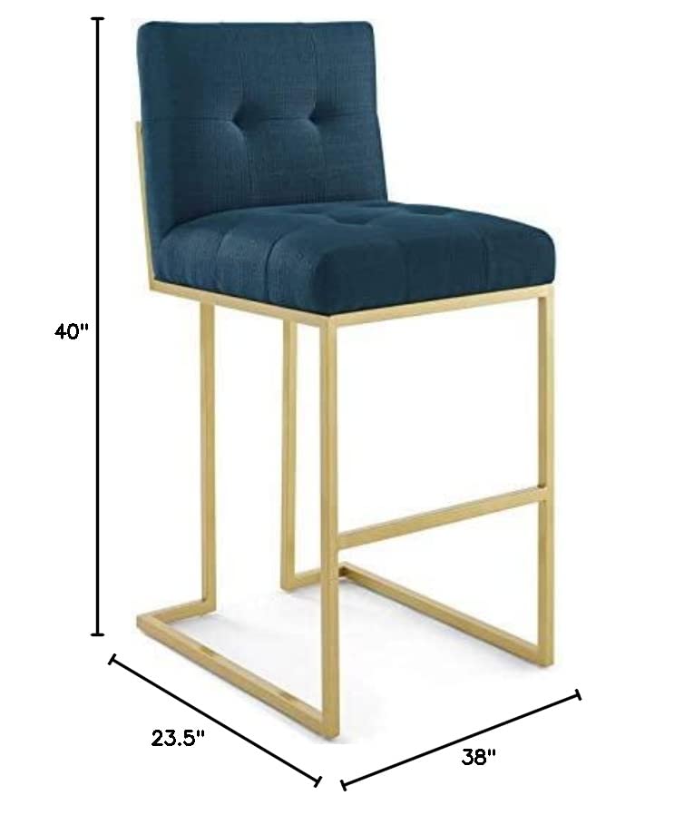 barstools | CasaFoyer Privy Bar Stool Set of 2 | Gold Stainless Steel | Plush Fabric Upholstery | No Assembly | 331 lbs Capacity | casafoyer.myshopify.com