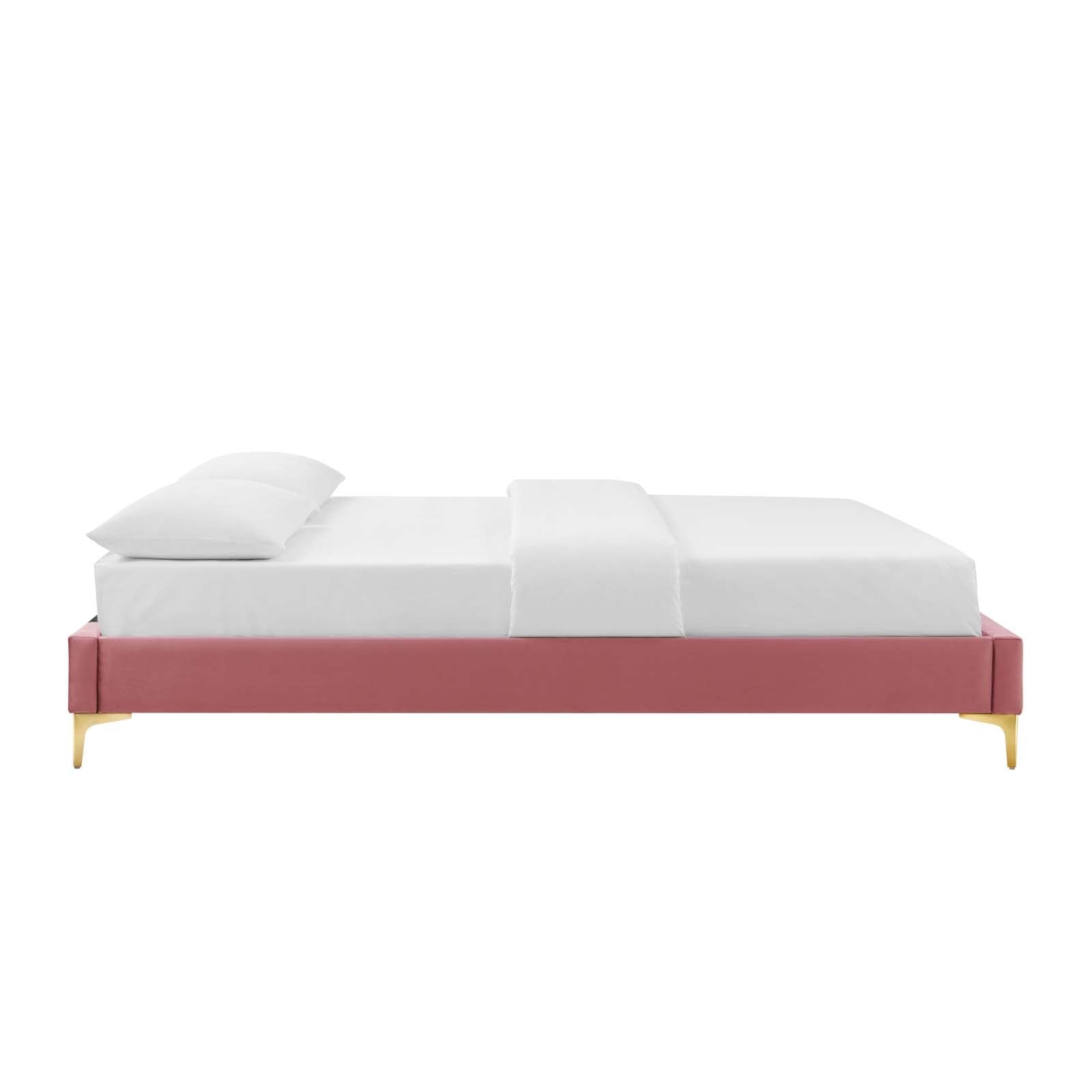 Bed | CasaFoyer Sutton Performance Velvet Twin Bed Frame | Stain-Resistant | Gold Metal Legs | Non-Marking Foot Caps | Easy Assembly | Twin Size | 800 lbs Weight Capacity | casafoyer.myshopify.com