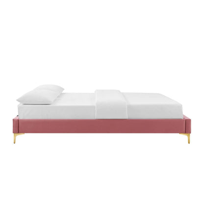 Bed | CasaFoyer Sutton Performance Velvet Twin Bed Frame | Stain-Resistant | Gold Metal Legs | Non-Marking Foot Caps | Easy Assembly | Twin Size | 800 lbs Weight Capacity | casafoyer.myshopify.com