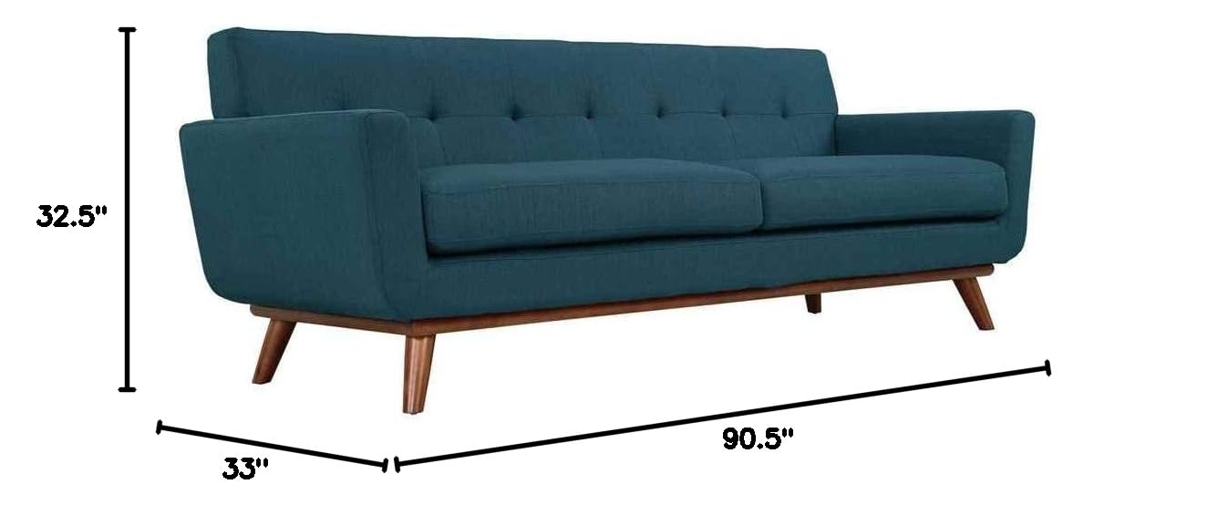 sofas | Engage Sofa | Gently Curved Design | Large Cushions | Tufted Buttons | Sturdy Cherry Legs | Ideal for Relaxation, Brunch, and Conversations | casafoyer.myshopify.com