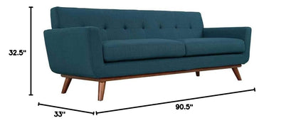 sofas | Engage Sofa | Gently Curved Design | Large Cushions | Tufted Buttons | Sturdy Cherry Legs | Ideal for Relaxation, Brunch, and Conversations | casafoyer.myshopify.com