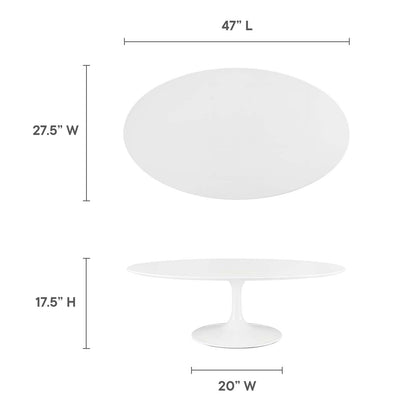 TABLE | Lippa 48 Oval-Shaped Coffee Table | Timeless Modern Design | White Wood Top | Tapered Metal Base | Elegant Centerpiece | casafoyer.myshopify.com
