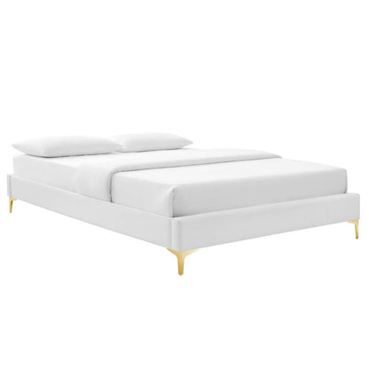 bed frames | CasaFoyer Sutton Performance Velvet Twin Bed Frame | Stain-Resistant | Durable | No Box Spring Needed | Gold Metal Legs | Easy Assembly | White | casafoyer.myshopify.com