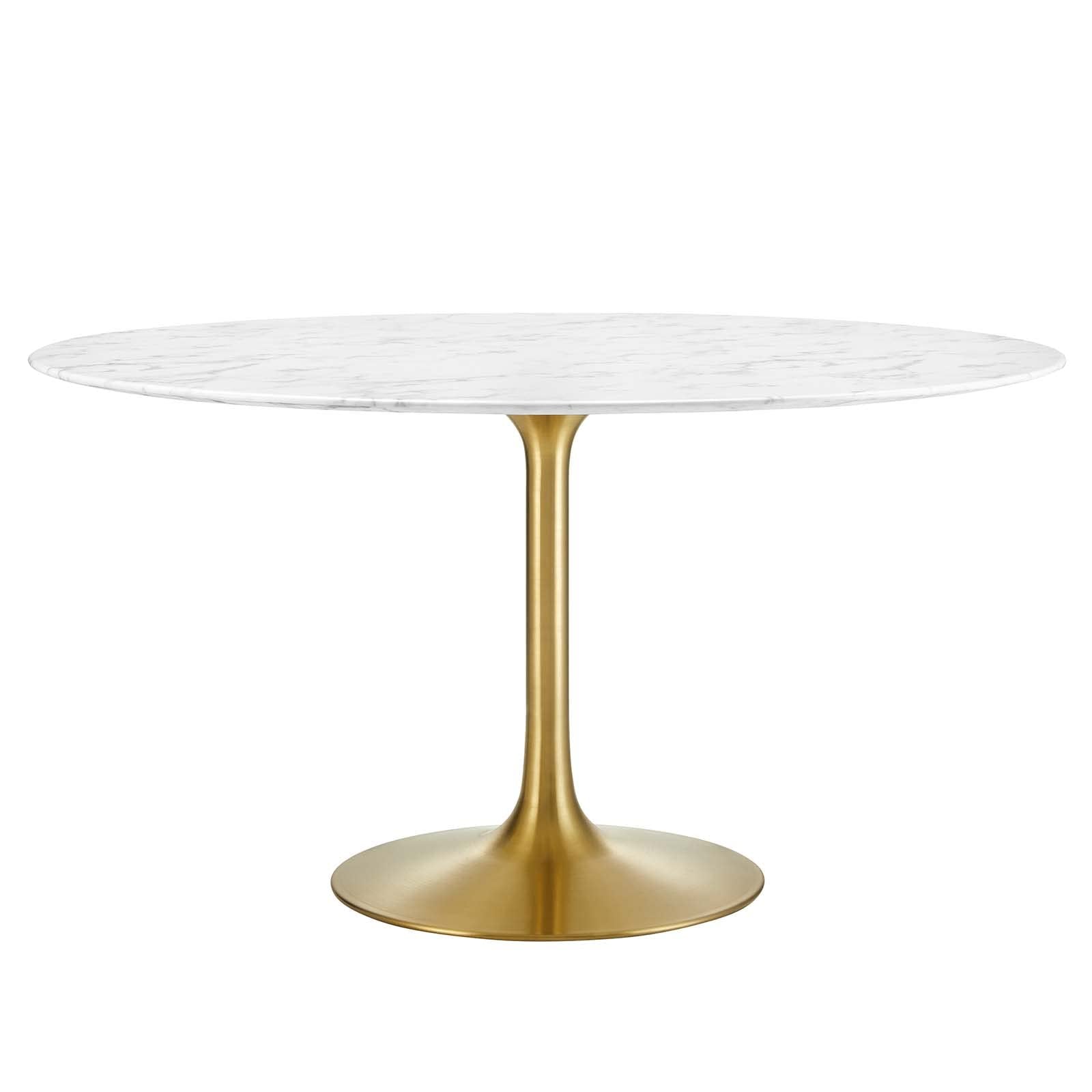patio dining tables | CasaFoyer Lippa 54 Round Dining Table | Timeless Modernism | Artificial Marble Top | Scratch Resistant Finish | Gold White | casafoyer.myshopify.com
