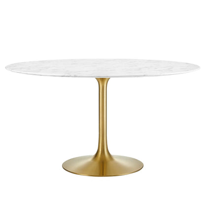 patio dining tables | CasaFoyer Lippa 54 Round Dining Table | Timeless Modernism | Artificial Marble Top | Scratch Resistant Finish | Gold White | casafoyer.myshopify.com