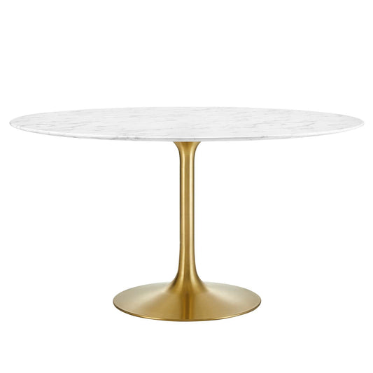 patio dining tables | CasaFoyer Lippa 54 Round Dining Table | Timeless Modernism | Artificial Marble Top | Scratch Resistant Finish | Gold White | casafoyer.myshopify.com