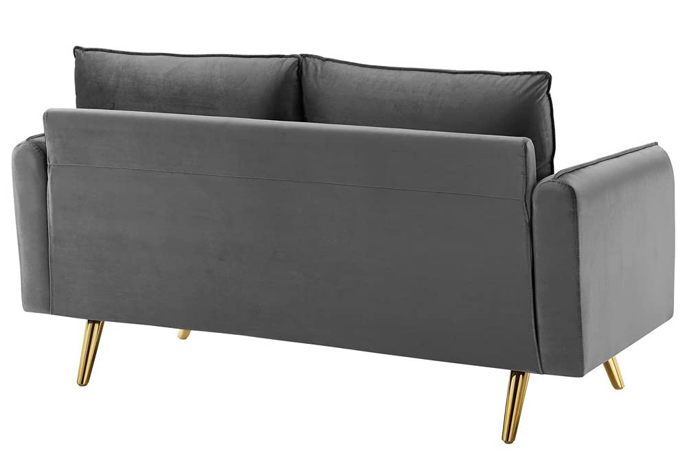 sofas | CasaFoyer Revive Upholstered Performance Velvet Loveseat | Comfortable & Elegant Design | Stain-Resistant | Gold Legs | Gray | casafoyer.myshopify.com