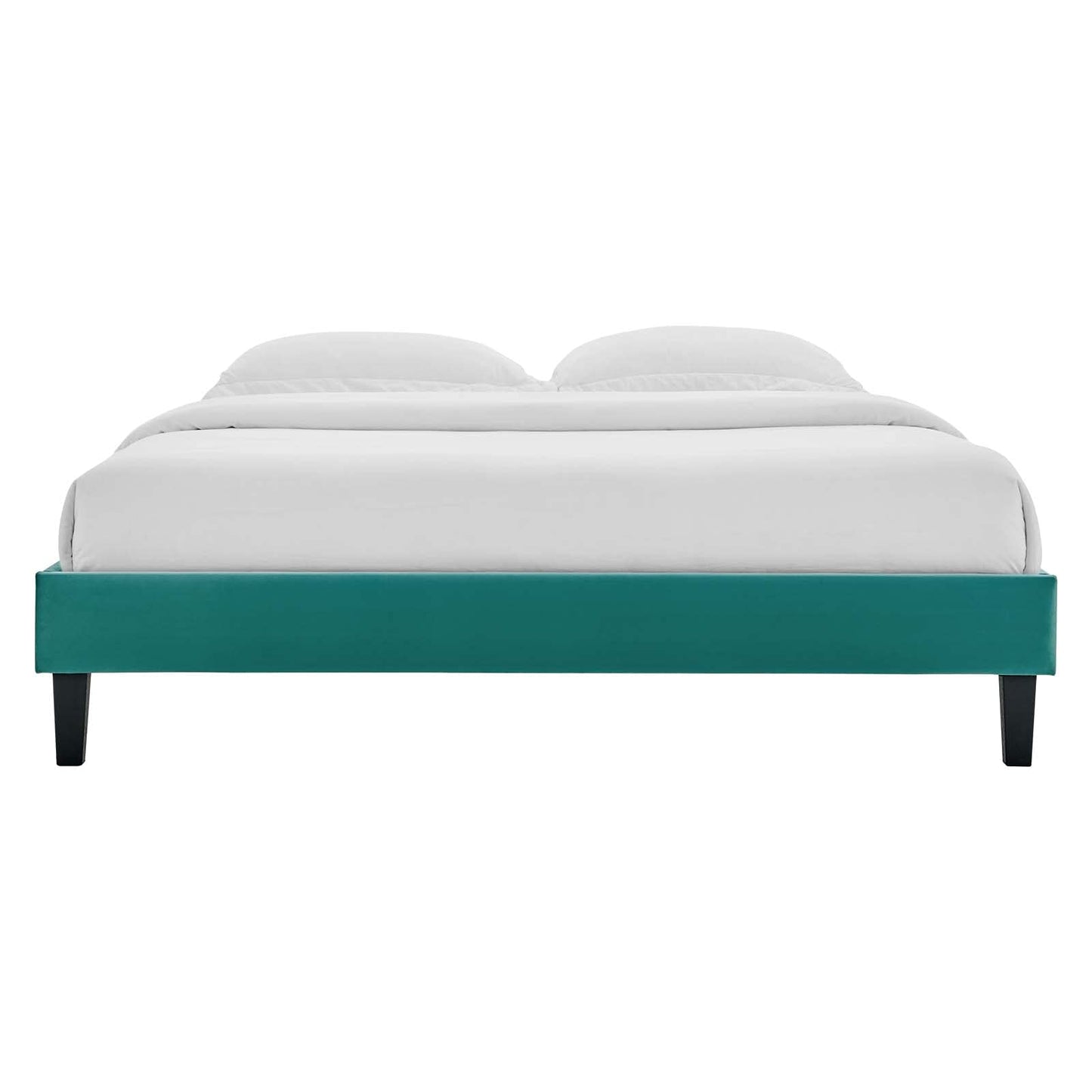 Bed | CasaFoyer Reign Performance Velvet Full Platform Bed Frame | Durable Upholstered Bed with Sturdy Rails & Tapered Legs | No Box Spring Needed | 800 lbs Weight Capacity | Teal | casafoyer.myshopify.com