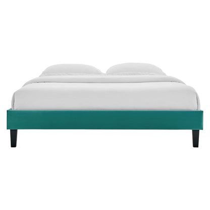 Bed | CasaFoyer Reign Performance Velvet Full Platform Bed Frame | Durable Upholstered Bed with Sturdy Rails & Tapered Legs | No Box Spring Needed | 800 lbs Weight Capacity | Teal | casafoyer.myshopify.com