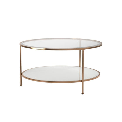 Overbed Desk | Sophisticated Gold & Glass Cocktail Table | Modern Design | Metallic Frame | Beveled Glass Top & Shelf | Tripod Shape | 1920s Inspired Glamour | Ideal for Living Room, Den, or Home Office | casafoyer.myshopify.com