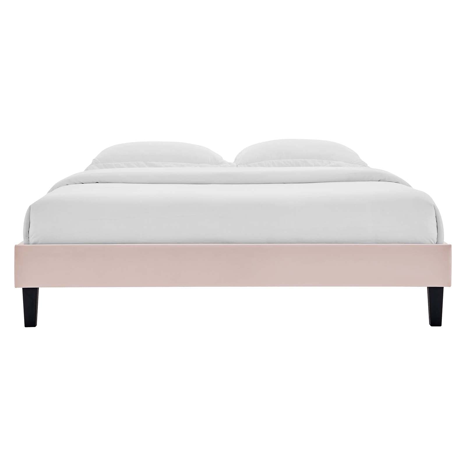 adjustable bed bases | CasaFoyer Reign Performance Velvet Queen Platform Bed Frame | Stain-Resistant | Memory Foam Compatible | Easy Assembly | Pink | casafoyer.myshopify.com