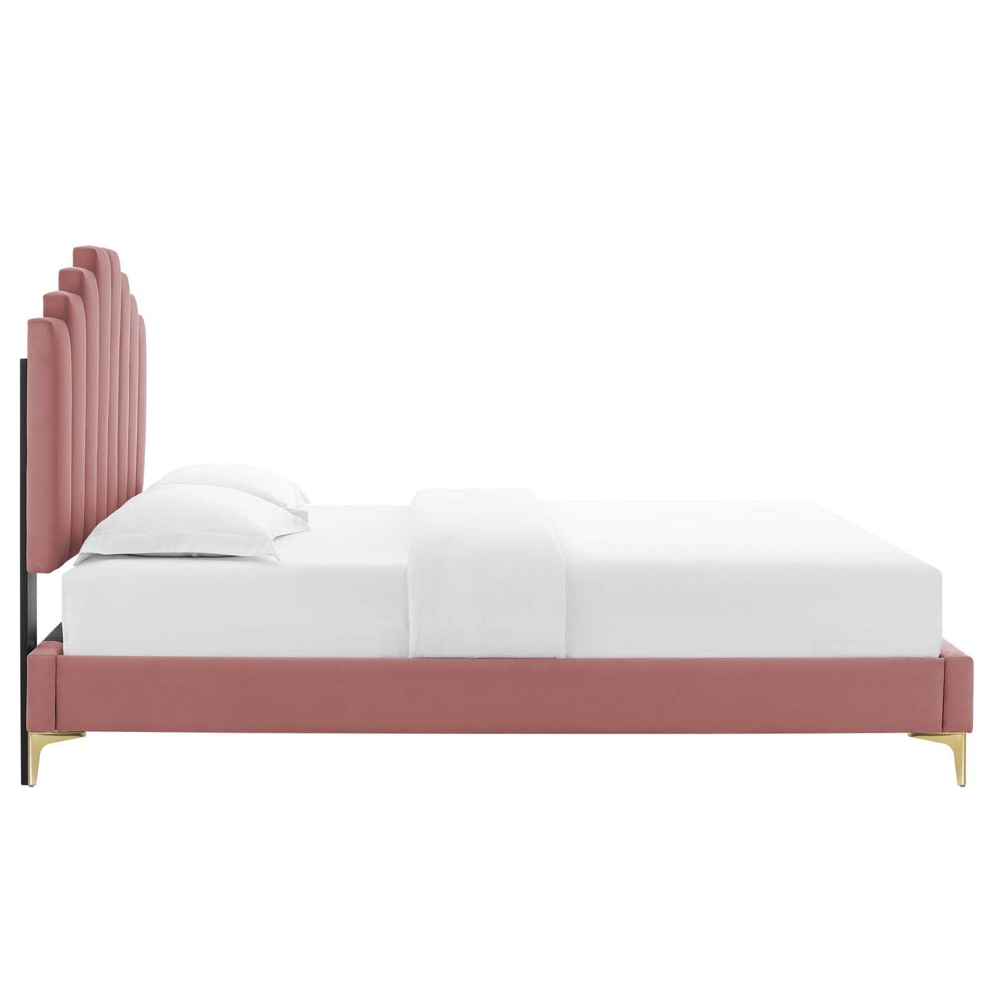 adjustable bed bases | CasaFoyer Elise Performance Velvet Full Platform Bed | Art Deco Design | Channel Tufted Headboard | Gold Metal Legs | Stain-Resistant Velvet | Comfortable & Sturdy | Easy Assembly | casafoyer.myshopify.com
