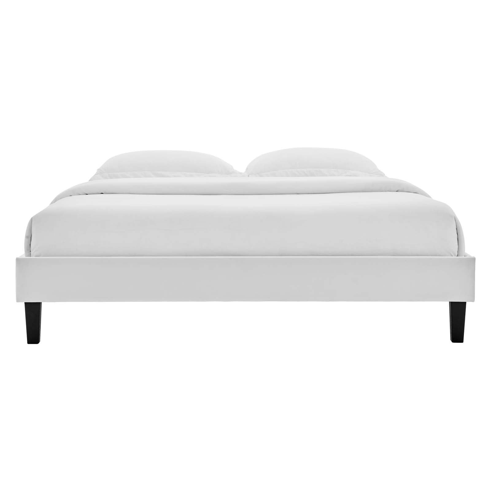 adjustable bed bases | CasaFoyer Reign Performance Velvet Queen Platform Bed Frame | Elegant Stain-Resistant Upholstery | Sturdy, No Box Spring Needed | Light Gray | casafoyer.myshopify.com