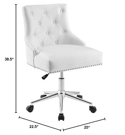 home office desk chairs | CasaFoyer Regent Button Tufted Faux Leather Swivel Office Chair | Timeless Charm & Sophisticated Allure | Metal Nailhead Trim | Padded Back & Seat | Polished Chrome Base | 360-Degree Swivel | Pneumatic Height Adjustment | 287 lbs Weight Capacity | White | casafoyer.myshopify.com