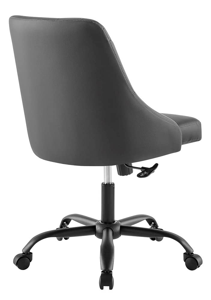 home office desk chairs | CasaFoyer Distinct Tufted Vegan Leather Office Chair | Contemporary Style | Timeless Elegance | Comfortable & Supportive | 360-degree Swivel | Tilt Control | Height Adjustable | Black Gray | casafoyer.myshopify.com