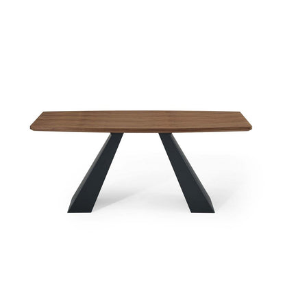 patio dining tables | CasaFoyer Elevate 71 Dining Room Table | Walnut Veneer Top | Matte Black Iron Base | Non-Marking Foot Caps | Sophisticated & Elegant Design | casafoyer.myshopify.com