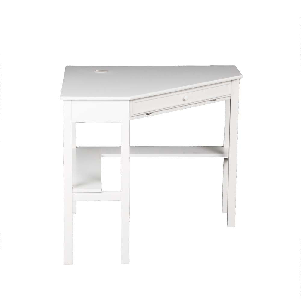 Desk | Contemporary White Corner Desk | Cord Keeper | Fold-Down Drawer | L-Shaped Shelf | Stylish & Practical Home Office Furniture | casafoyer.myshopify.com