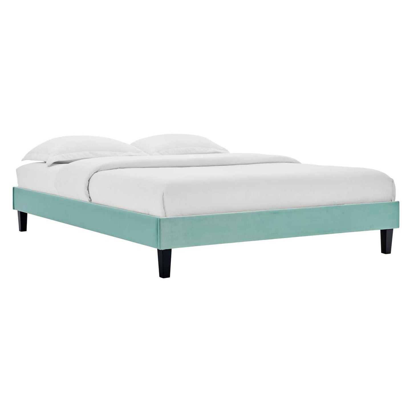 adjustable bed bases | CasaFoyer Reign Performance Velvet Queen Platform Bed Frame | Soft & Stain-Resistant Upholstery | Sturdy Side Rails | Tapered Black Wood Legs | 800 lbs Weight Capacity | Assembly Required | Mattress Not Included | casafoyer.myshopify.com