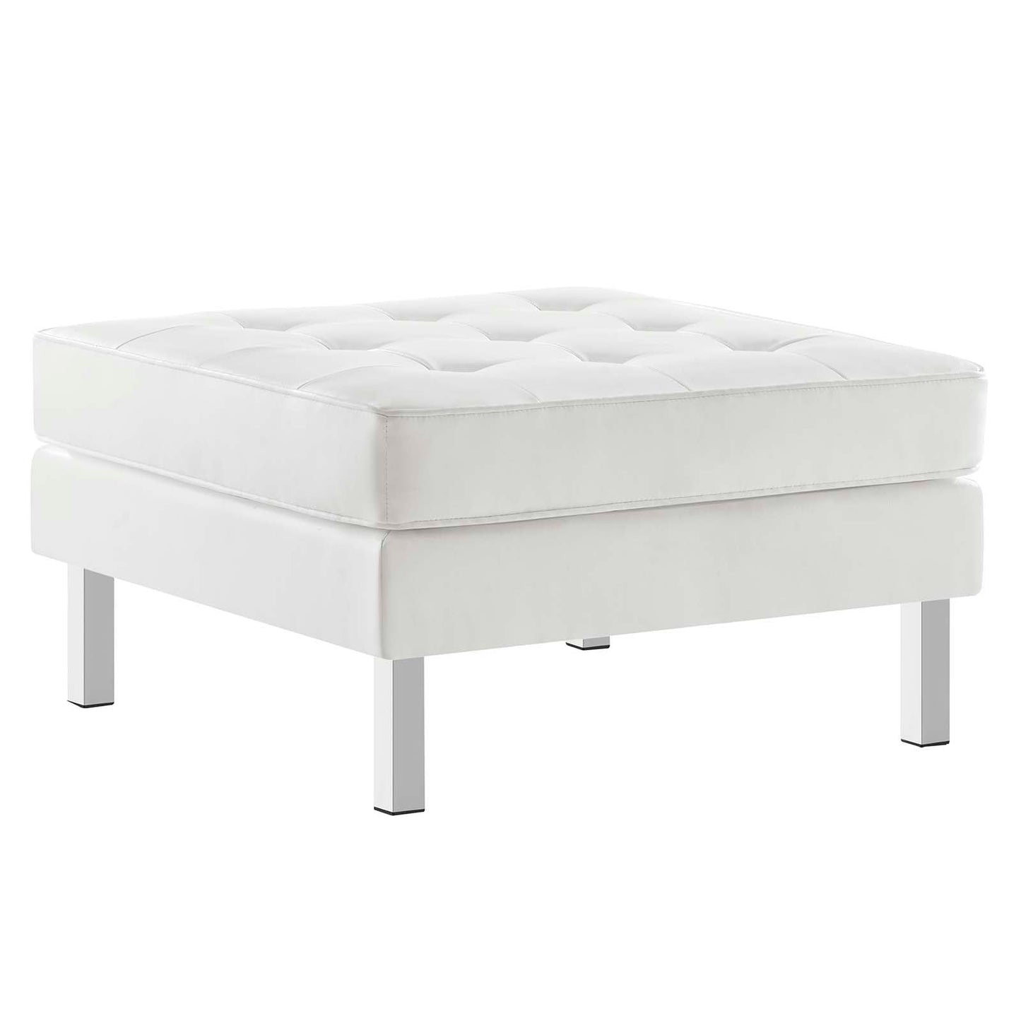 home office desk chairs | CasaFoyer Loft Tufted Button Faux Leather Ottoman | Luxurious Upholstery | Sleek Design | Stainless Steel Frame | Non-Marking Foot Caps | Supports up to 300 lbs | casafoyer.myshopify.com