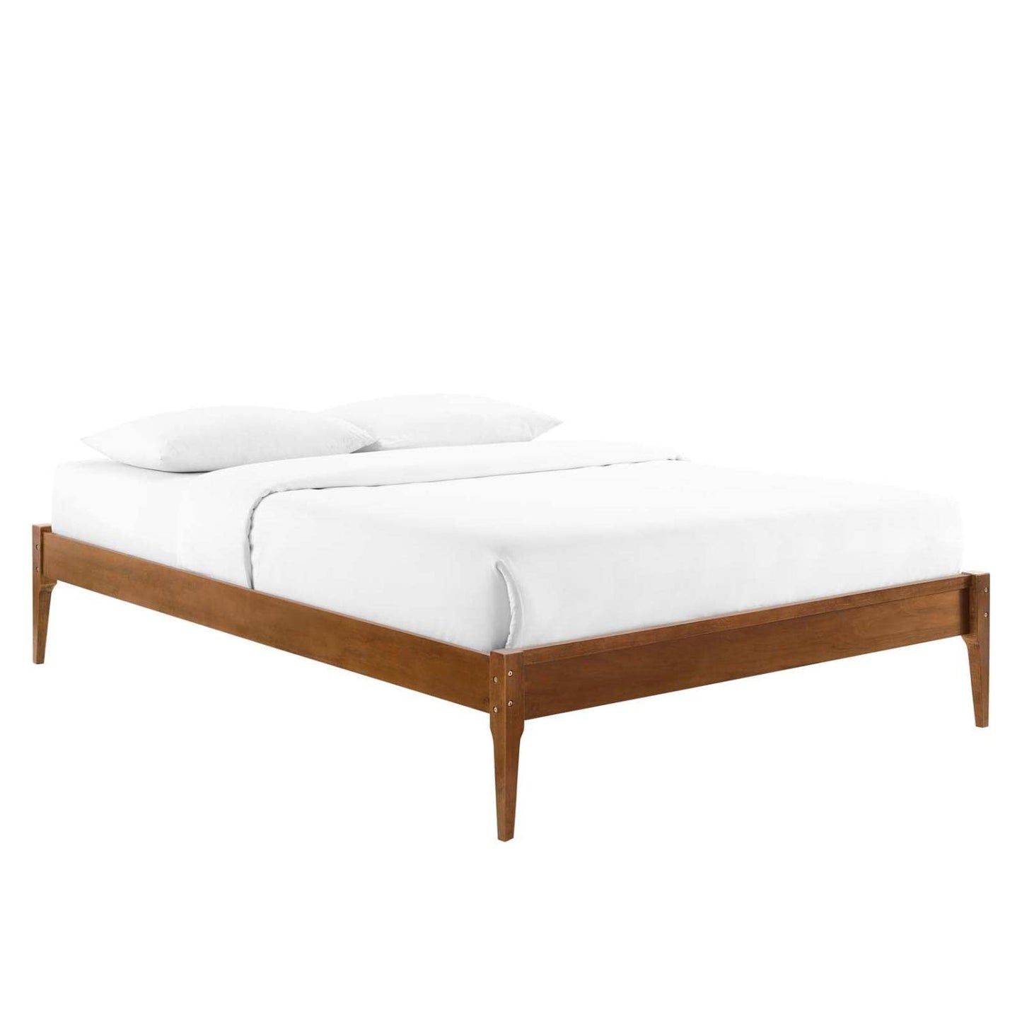 bed frames | CasaFoyer June Full Platform Bed | Sleek & Cozy Mid-Century Design | Durable Wood Construction | No Box Spring Needed | Easy Assembly | Walnut Finish | casafoyer.myshopify.com