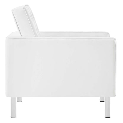 kitchen and dining room sets | CasaFoyer Loft Tufted Faux Leather Accent Armchair Set of 2 | Modern Design | Button Tufting | Stainless Steel Frame | Silver Legs | 300 lb Weight Capacity | casafoyer.myshopify.com