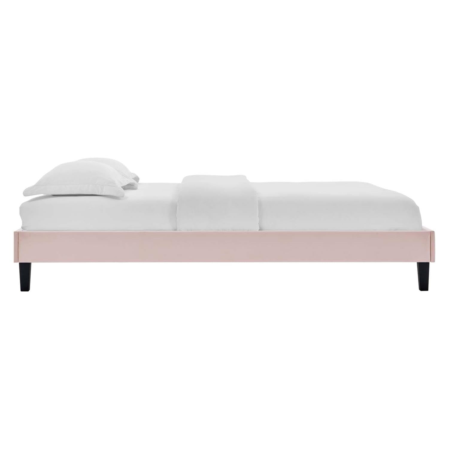 Bed | CasaFoyer Reign Performance Velvet Twin Platform Bed Frame | Stain-Resistant Upholstered | Wood Legs | No Box Spring Needed | 800 lb Weight Capacity | casafoyer.myshopify.com