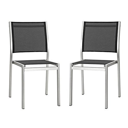 patio bistro sets | CasaFoyer Shore Outdoor Patio Dining Side Chair in Mesh | Sturdy Aluminum Frame | Breathable Textilene | Easy Assembly | Set of 2 | casafoyer.myshopify.com