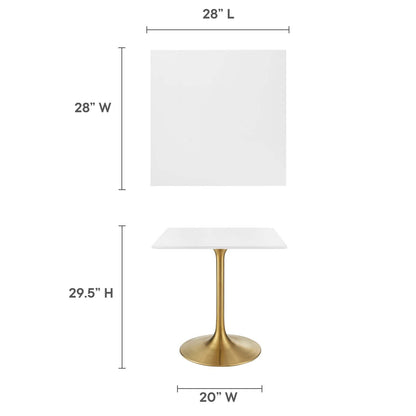 patio dining tables | CasaFoyer Lippa 28 Square Dining Table | Timeless Modern Design | White Top | Metal Base | Chip-Resistant Finish | casafoyer.myshopify.com