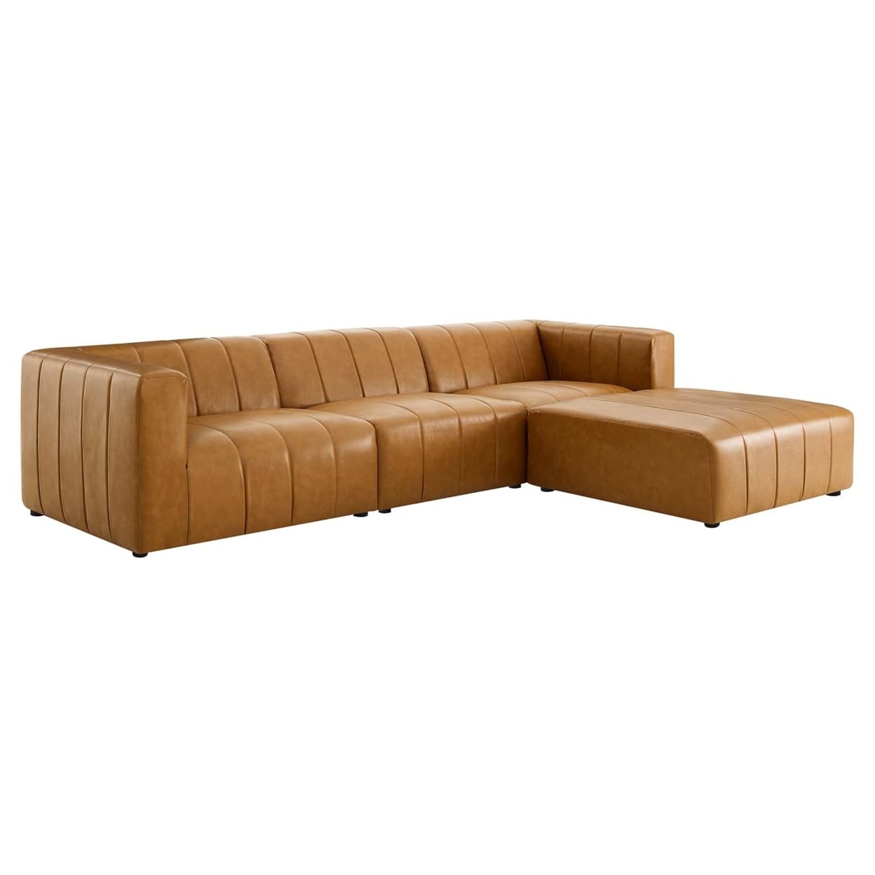 sofas | CasaFoyer Bartlett Vegan Leather 4-Piece Sectional Sofa | Cozy Lounge Set | Tufted Design | Optimal Comfort | Tan | casafoyer.myshopify.com