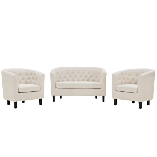 kitchen and dining room sets | CasaFoyer Prospect Button Tufted Upholstered Fabric Sofa Furniture Set | Luxury & Elegance | Classic Design with Modern Twist | Includes Loveseat & Armchairs | Sturdy Wood Construction | Espresso Stained Legs | Non-Marking Foot Caps | Beige | casafoyer.myshopify.com