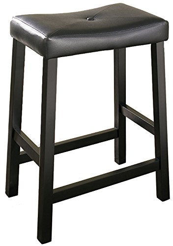 Dining Table | Upholstered Saddle Seat Stool | Durable Hardwood Construction | Faux Leather PVC Upholstery | 24 Seat Height | Ideal for Dining or Counter Seating | casafoyer.myshopify.com