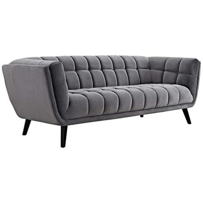 sofas | CasaFoyer Bestow Performance Velvet Sofa | Luxurious Stain-Resistant Button Tufted | Mid-Century Modern Farmhouse Style | Gray | casafoyer.myshopify.com
