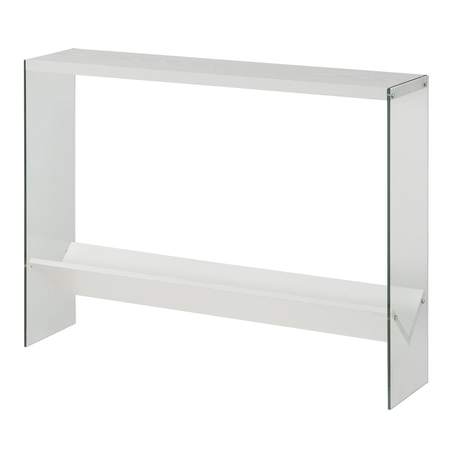 TABLE | Ergode SoHo V Console Table with Shelf | Contemporary Design | Glass Frame | Floating Shelves | Durable Honeycomb Particle Board | Easy to Maintain | casafoyer.myshopify.com