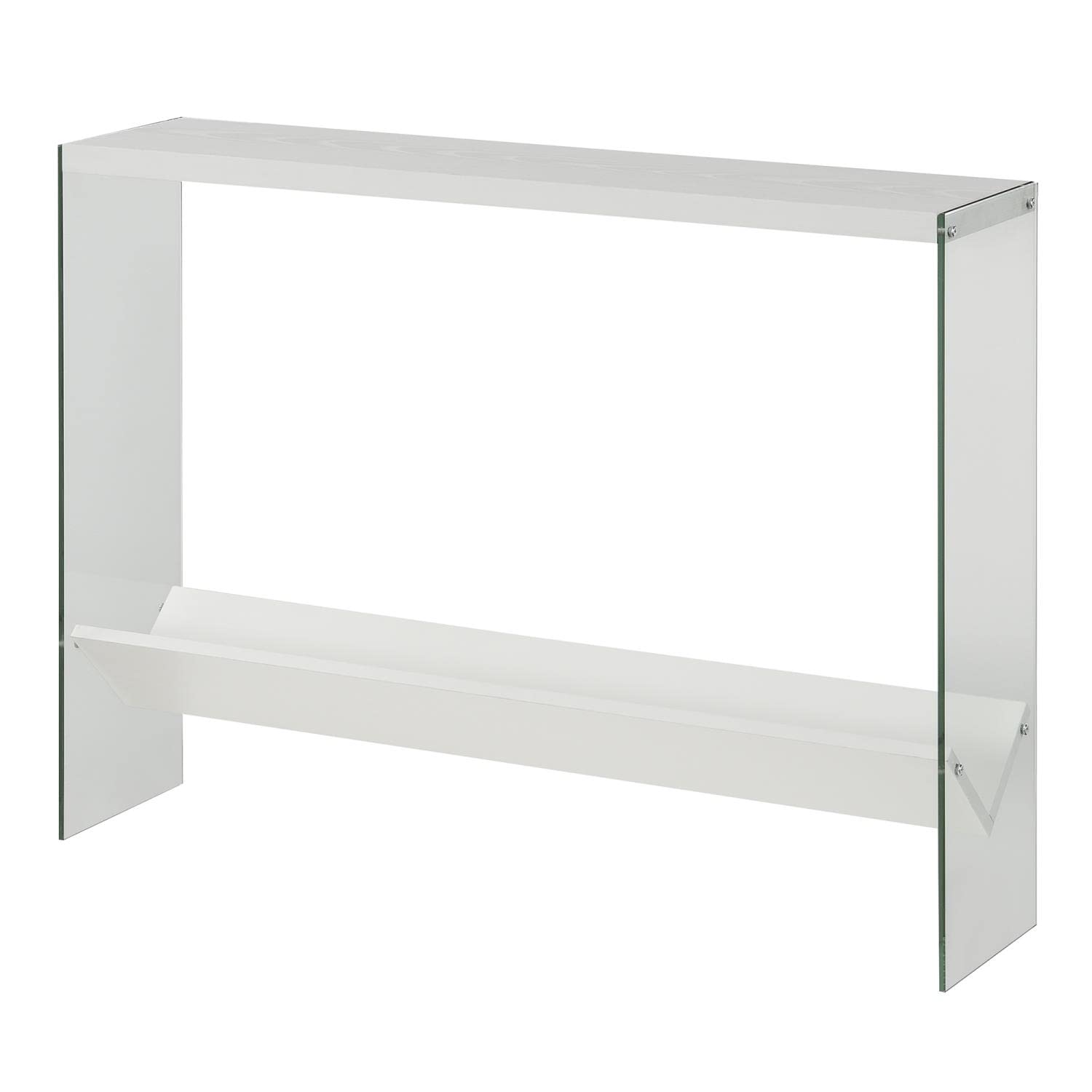 TABLE | Ergode SoHo V Console Table with Shelf | Contemporary Design | Glass Frame | Floating Shelves | Durable Honeycomb Particle Board | Easy to Maintain | casafoyer.myshopify.com