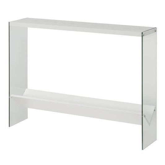 TABLE | Ergode SoHo V Console Table with Shelf | Contemporary Design | Glass Frame | Floating Shelves | Durable Honeycomb Particle Board | Easy to Maintain | casafoyer.myshopify.com
