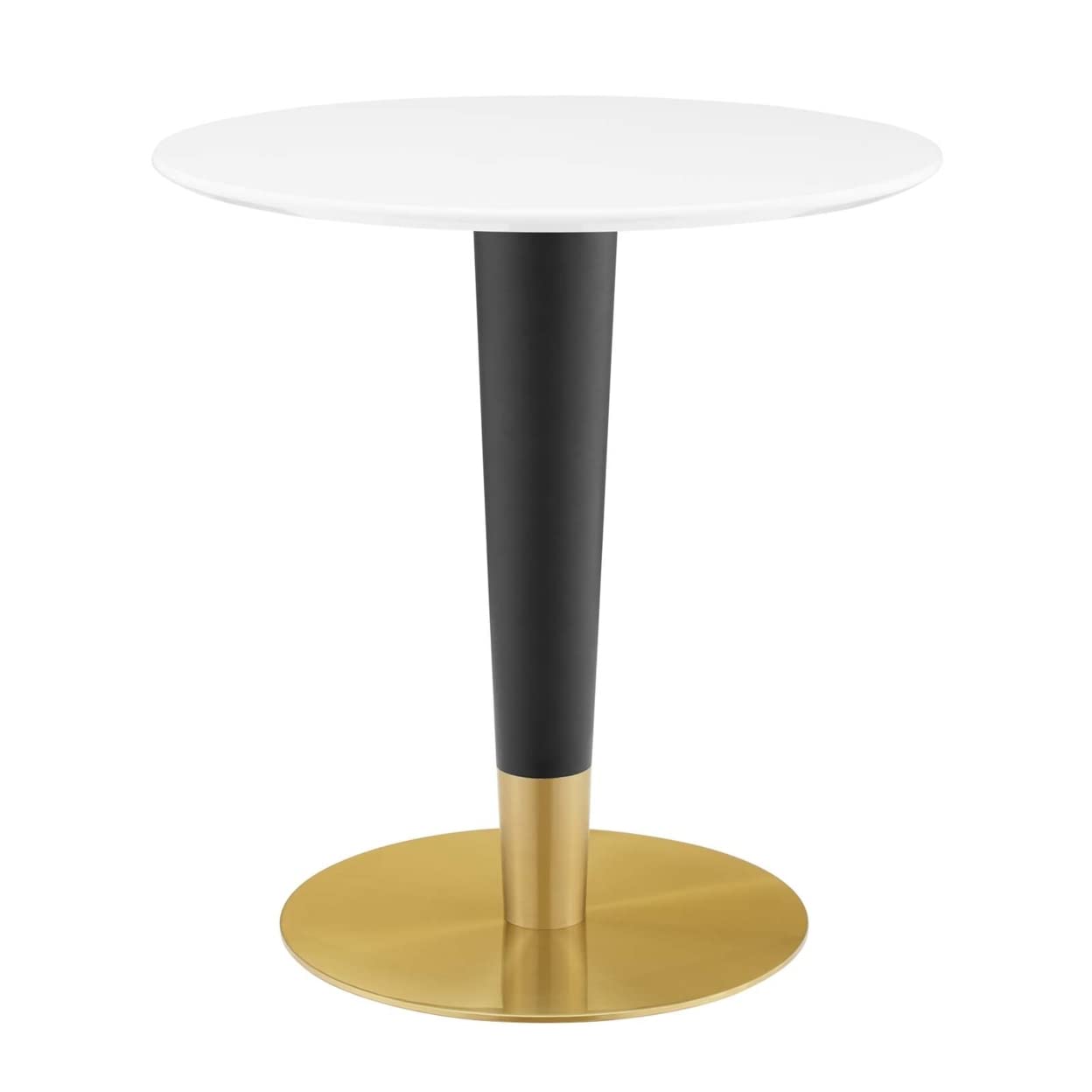 patio dining tables | CasaFoyer Zinque Dining Table | Modern Mid-Century Design | Black & Gold Base | 28 White Coated MDF Top | Easy to Clean | Non-Marking Ring | Assembly Required | casafoyer.myshopify.com