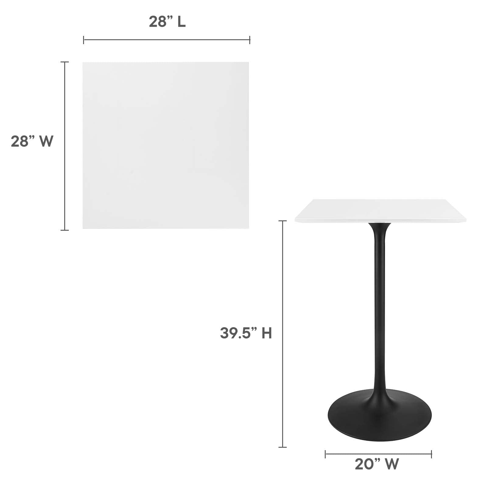 bar tables | Ergode Lippa 28 Bar Table | Timeless Modern Design | Scratch & Chip Resistant | Square White Top | Metal Tapered Base | Ideal for Home & Commercial Use | casafoyer.myshopify.com
