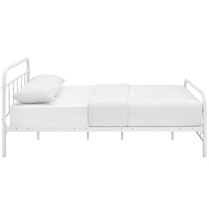Bed | CasaFoyer Maisie Platform Bed | Vintage Farmhouse Style | Rustic Steel Piping | Sturdy Construction | Supports 1323 lbs | No Box Spring Needed | Mattress not included | casafoyer.myshopify.com