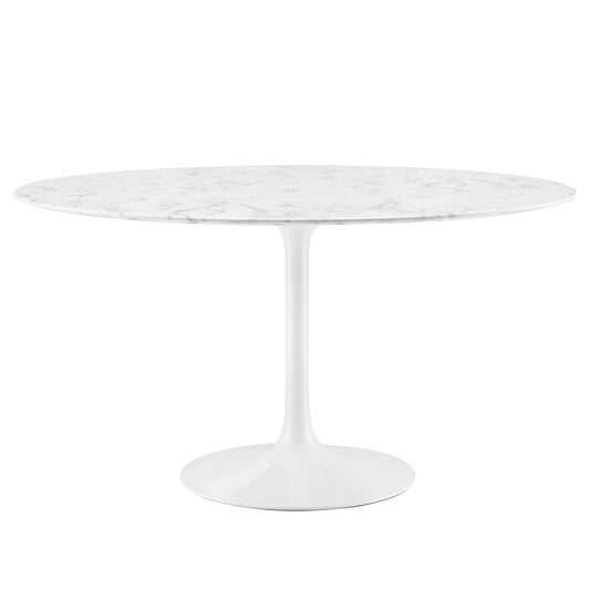 patio dining tables | CasaFoyer Lippa 54 Round Marble Dining Table | Timeless Design | Organic Shape | Scratch Resistant Finish | Tapered Metal Base | White | casafoyer.myshopify.com