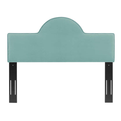 Bed | CasaFoyer Dawn Performance Velvet Full/Queen Headboard | Stylish Sunrise Design | Stain-Resistant | Plush Foam Padding | Adjustable Height | Mint | casafoyer.myshopify.com