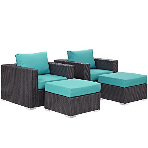 kitchen and dining room sets | CasaFoyer Convene Outdoor Sectional Set | Durable Rattan & Aluminum Frame | Weather-Resistant Cushions | 4 Piece Sofa & Ottoman Set | casafoyer.myshopify.com
