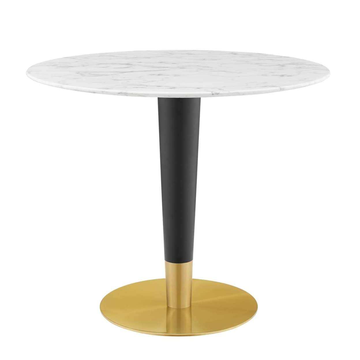 patio dining tables | CasaFoyer Zinque 36 Artificial Marble Dining Table | Stylish Modern Design | Easy to Clean | Black & Gold Tapered Base | Non-Marking Ring | Assembly Required | casafoyer.myshopify.com